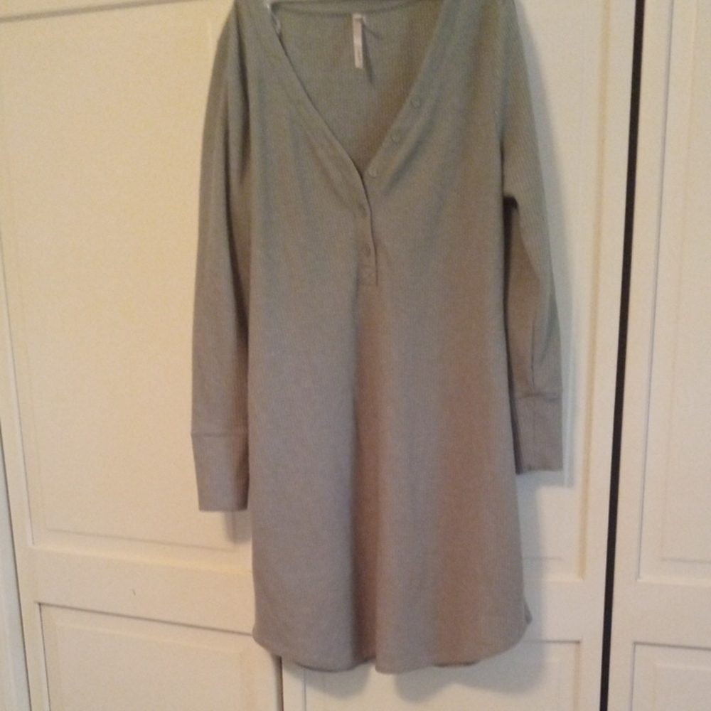 Soma Green V-Neck Long Sleeve Sweater Dress